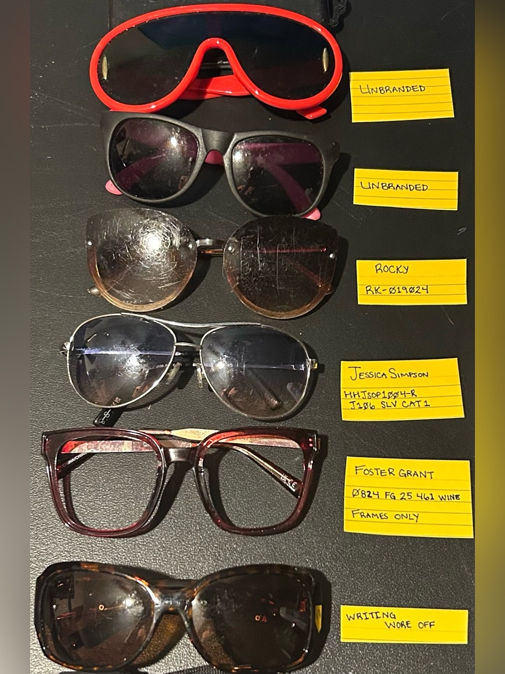 6 pair of various women’s Sunglasses - foster grant, rocky, Jessica Simpson, etc